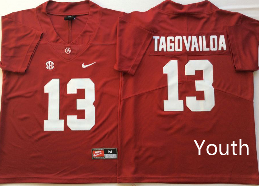 NCAA Youth Alabama Crimson Tide Red 13 TAGOVAILOA jerseys